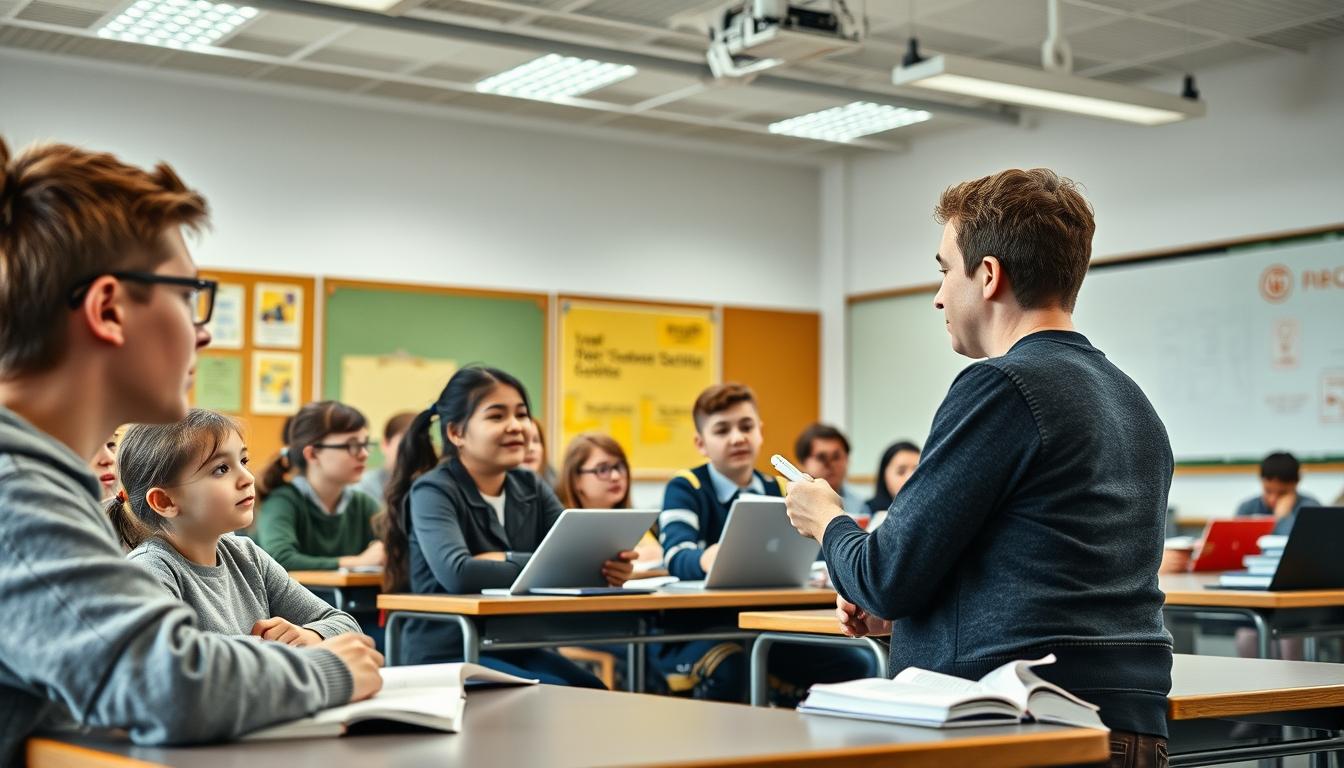 Student using learning strategies while studying