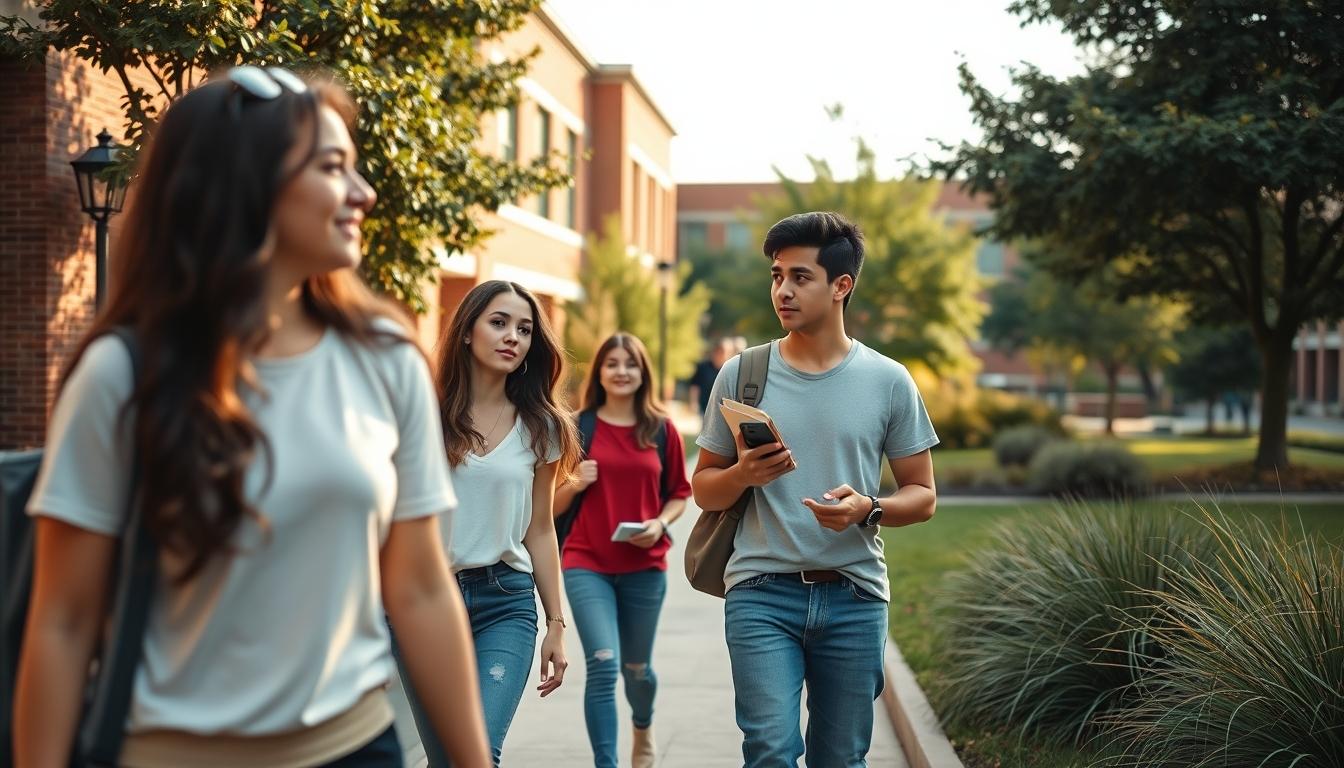Students studying together in modern classroom